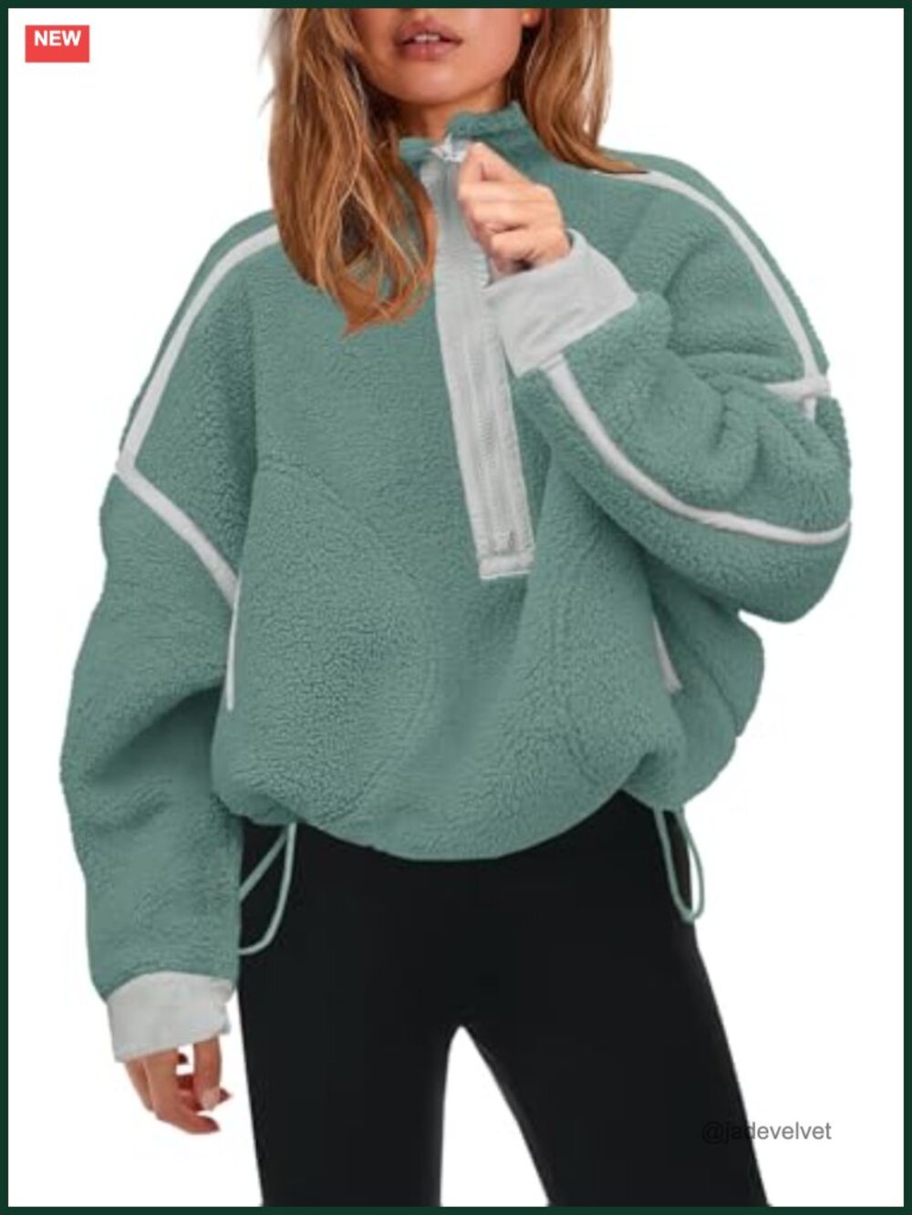 Womens Half Zip Fleece Pullover Sherpa Jacket Long Sleeve Zip Pockets